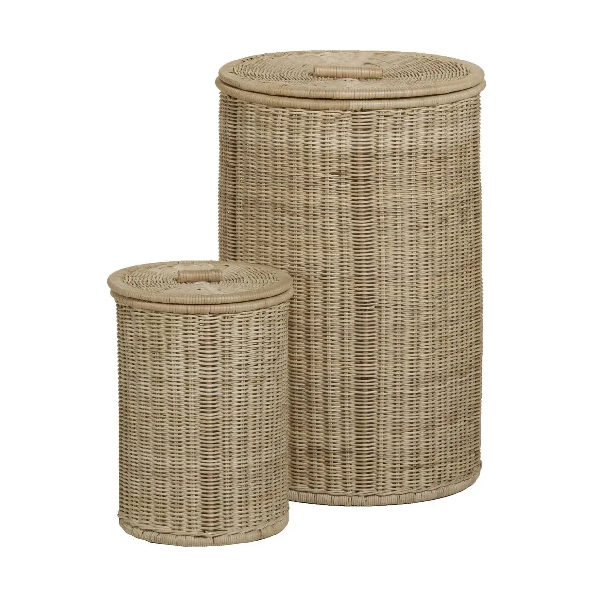 2 Paniers à linge ronds en rotin - KOK