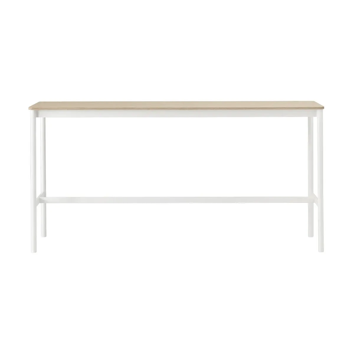 Table haute en chêne contreplaqué et piétement blanc 50 x 190 x 95 cm Base - Muuto