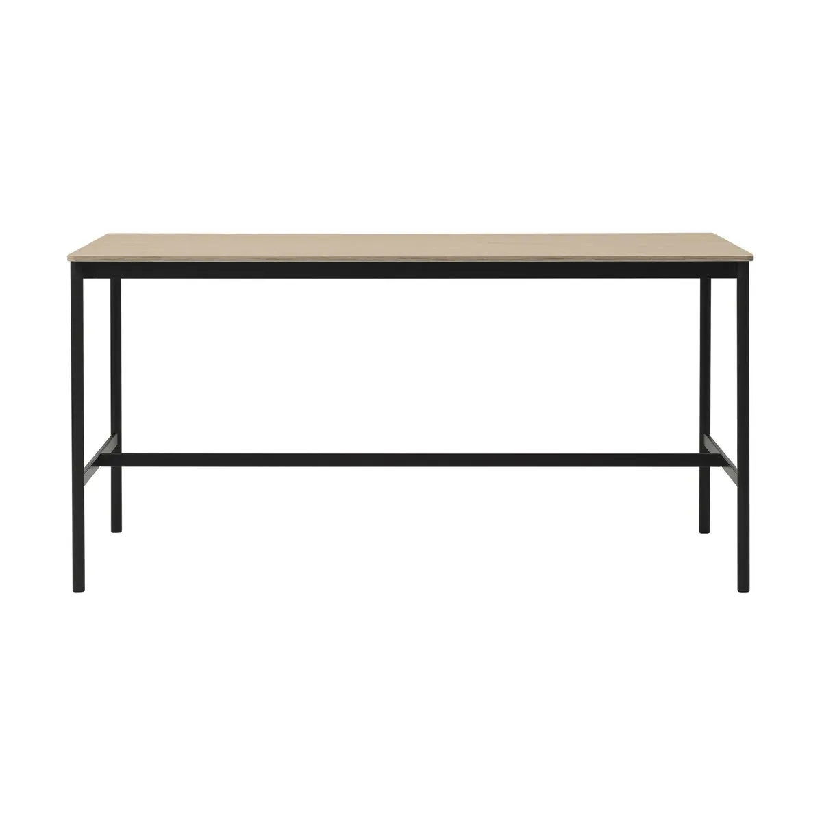 Table haute en chêne contreplaqué et piétement noir 85 x 190 x 95 cm Base - Muuto