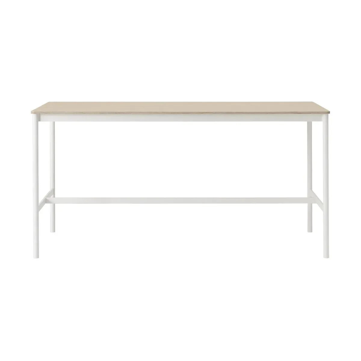 Table haute en chêne contreplaqué et piétement blanc 85 x 190 x 95 cm Base - Muuto