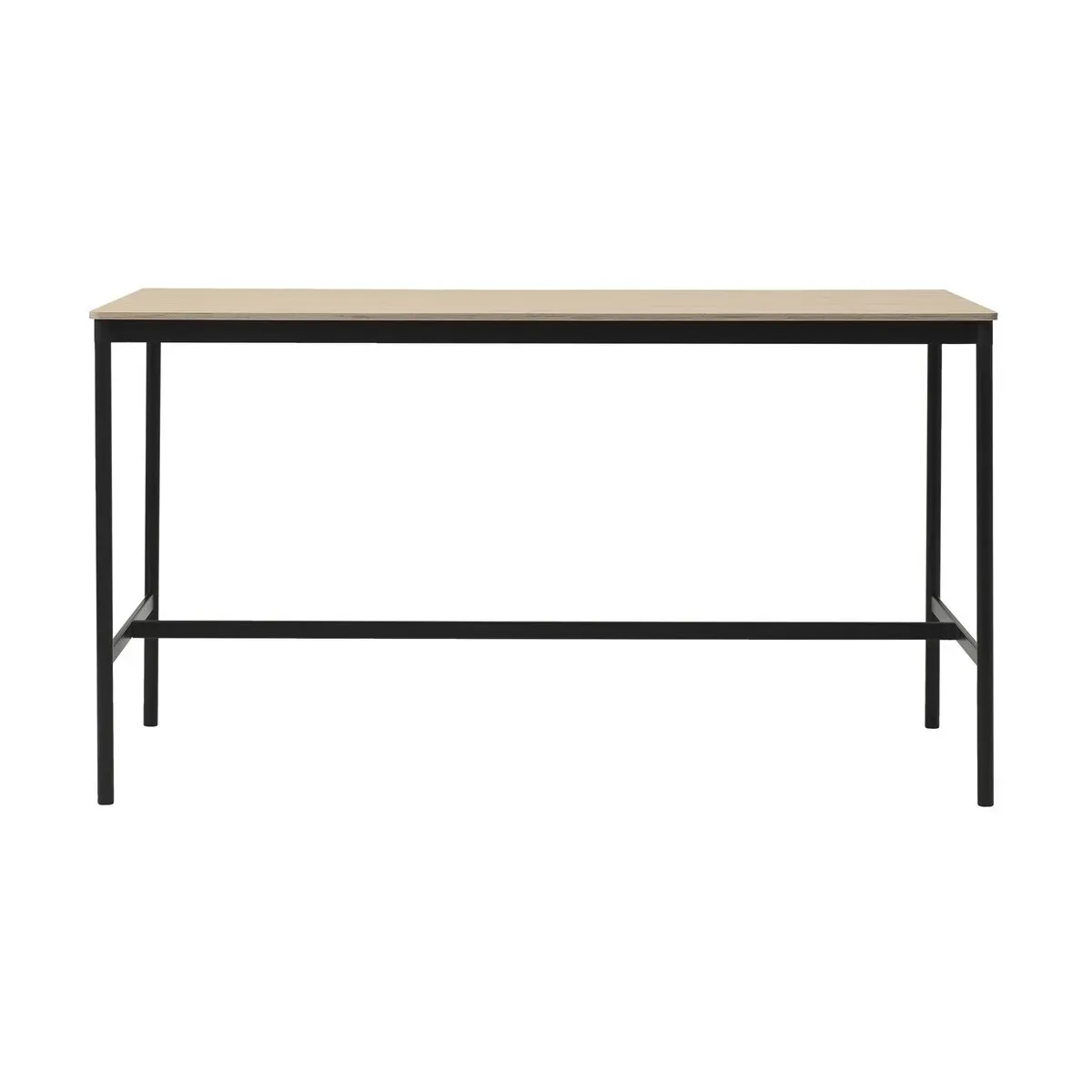 Table haute en chêne contreplaqué et piétement noir 85 x 190 x 105 cm Base - Muuto