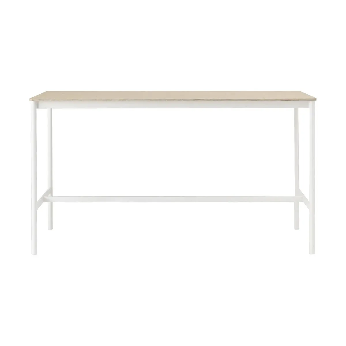 Table haute en chêne contreplaqué et piétement blanc 85 x 190 x 105 cm Base - Muuto