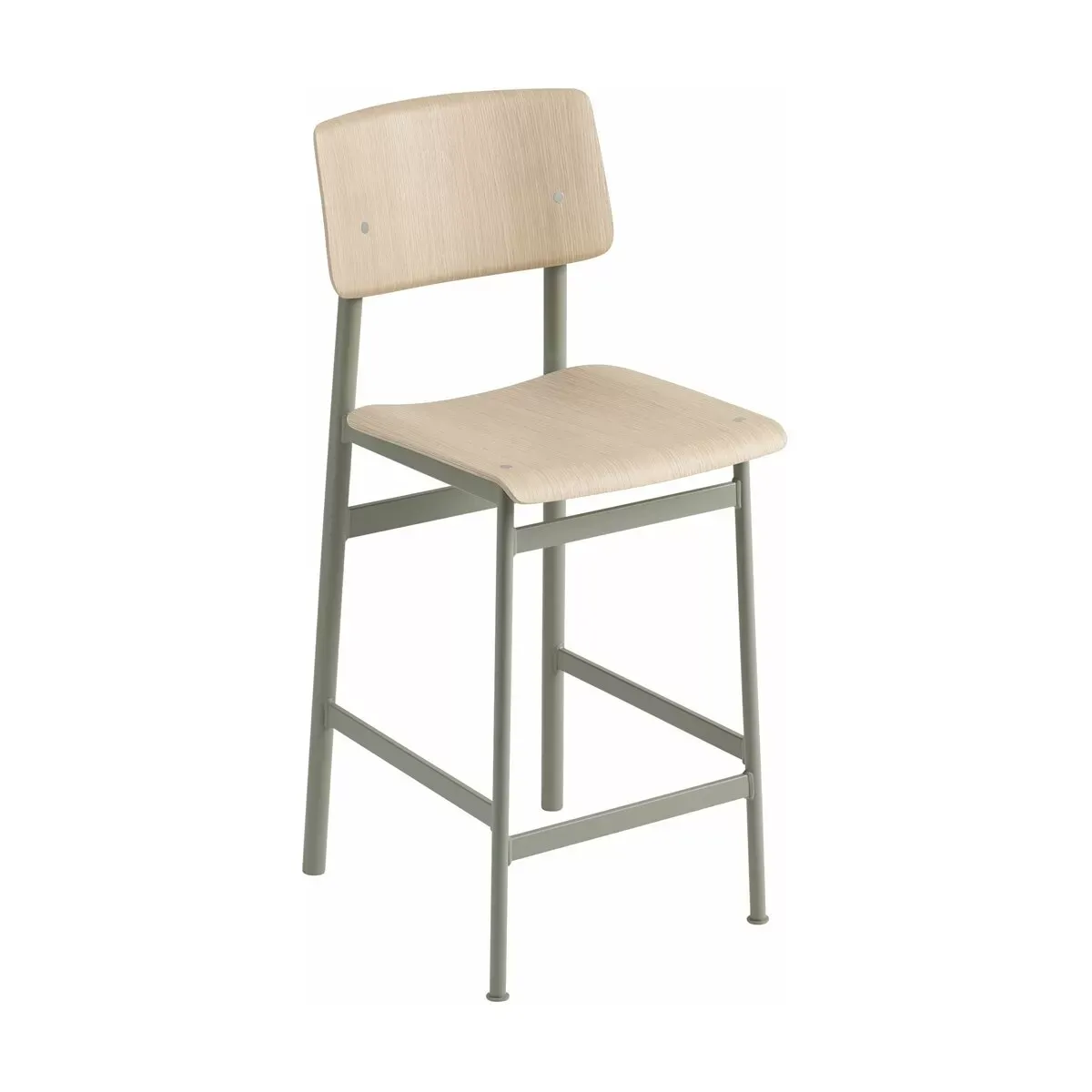 Tabouret de bar en chêne et gris vert 65 cm Loft - Muuto