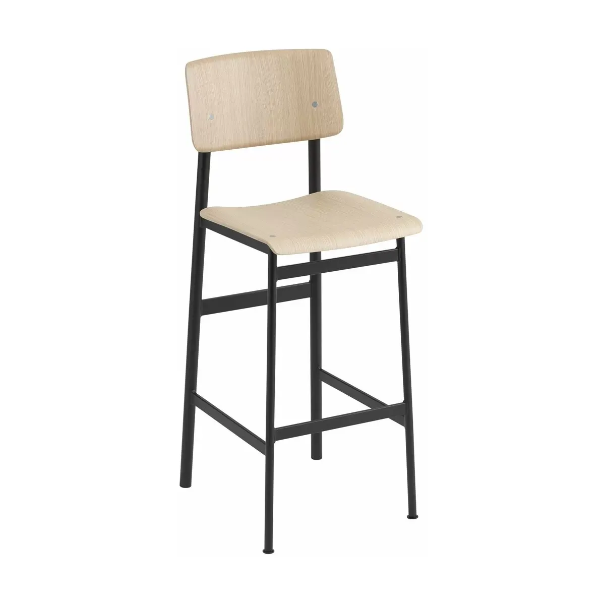 Tabouret de bar en chêne et noir 75 cm Loft - Muuto