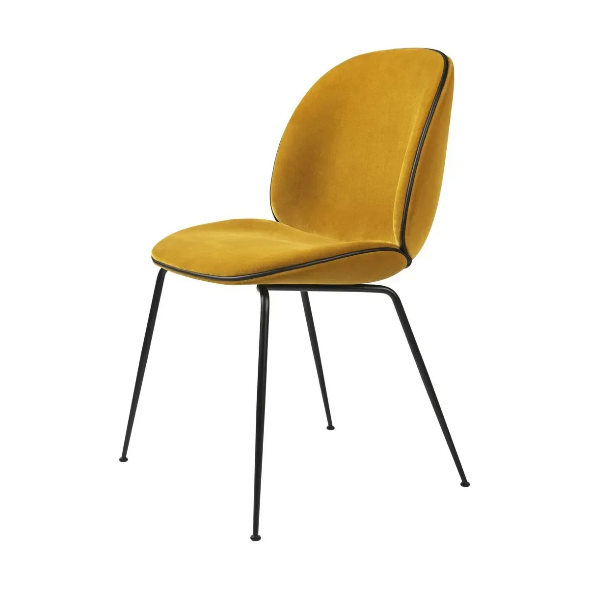 Chaise en velours moutarde piétement en métal noir Beetle - Gubi