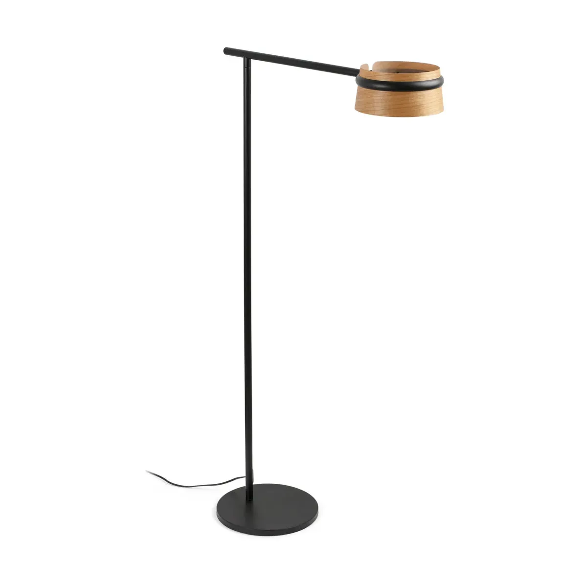 Lampadaire en bois et métal noir Loop - Faro Barcelona