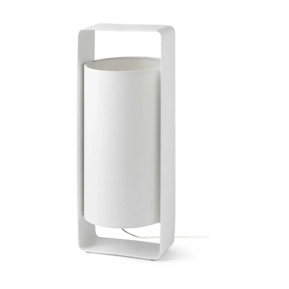 Grande lampe de table en métal blanc et tissu beige 16 x 15 x 40 cm Lula - Faro Barce