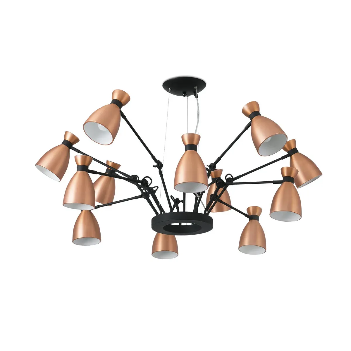 Lustre en métal cuivré 12L Rétro - Faro Barcelona