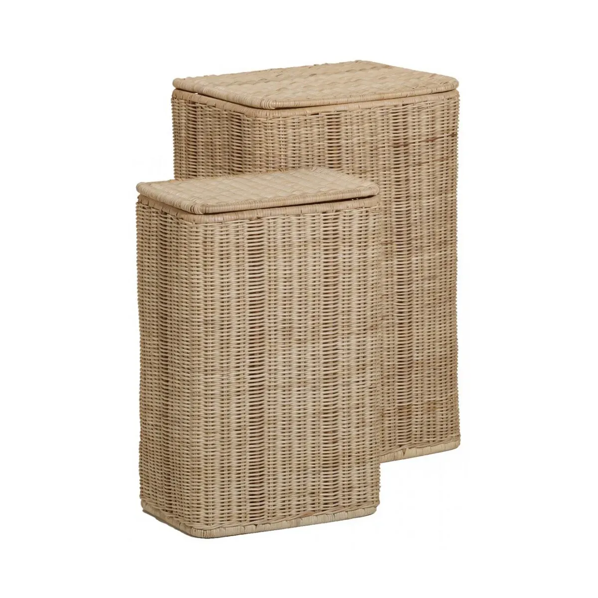2 Paniers à linge rectangulaires en rotin naturel - KOK