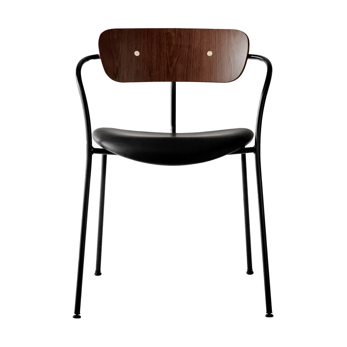 Chaise avec accoudoirs en cuir et noyer AV4 Pavilion - &tradition