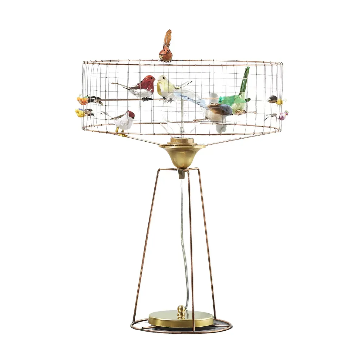 Lampe à poser en cuivre 53 cm Volière Tambour - Mathieu Challières