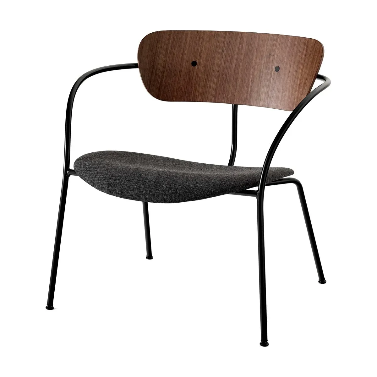 Fauteuil en noyer laqué et tissu gris AV6 Pavilion - &tradition