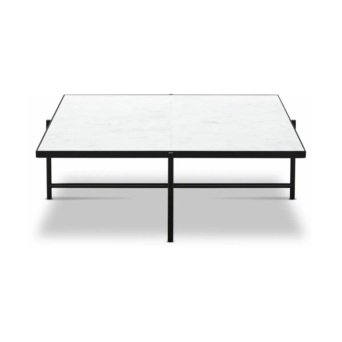 Table basse en marbre blanc et piétements noir Coffee 90 - HANDVÄRK
