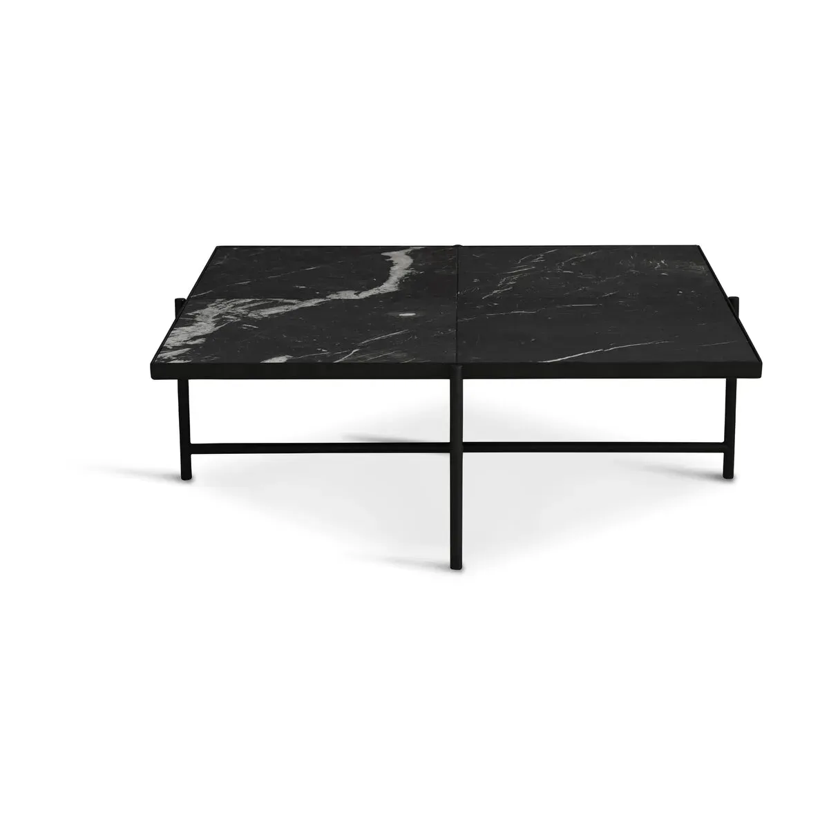 Table basse en marbre noir et piétements noir Coffee 90 - HANDVÄRK