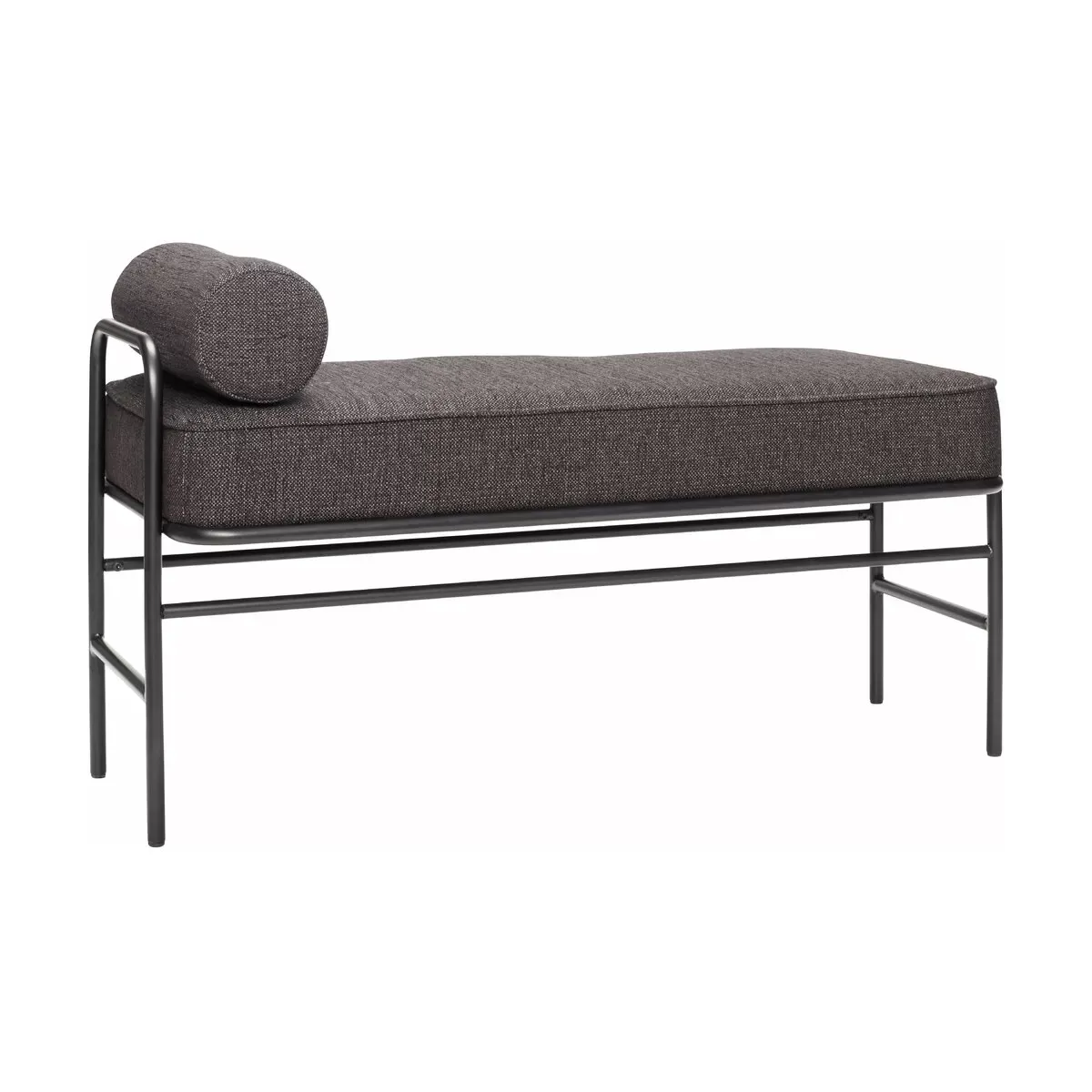 Banc en tissu et métal noir avec coussin - Hübsch