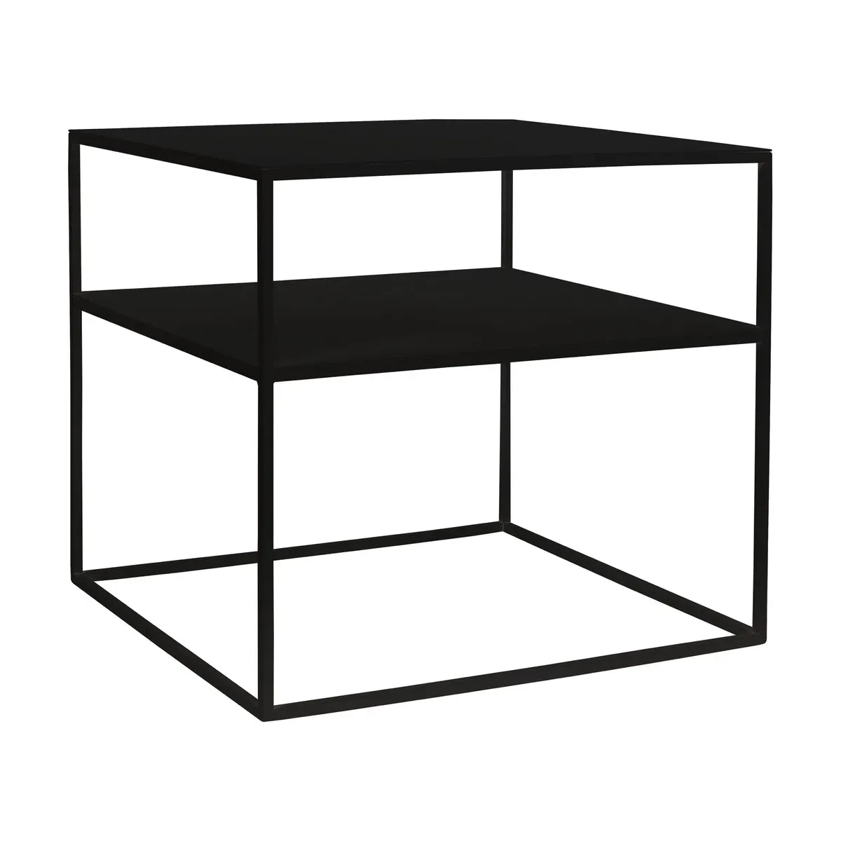 Table d'appoint carré à deux étages noir en métal Tensio 2 - Custom Form