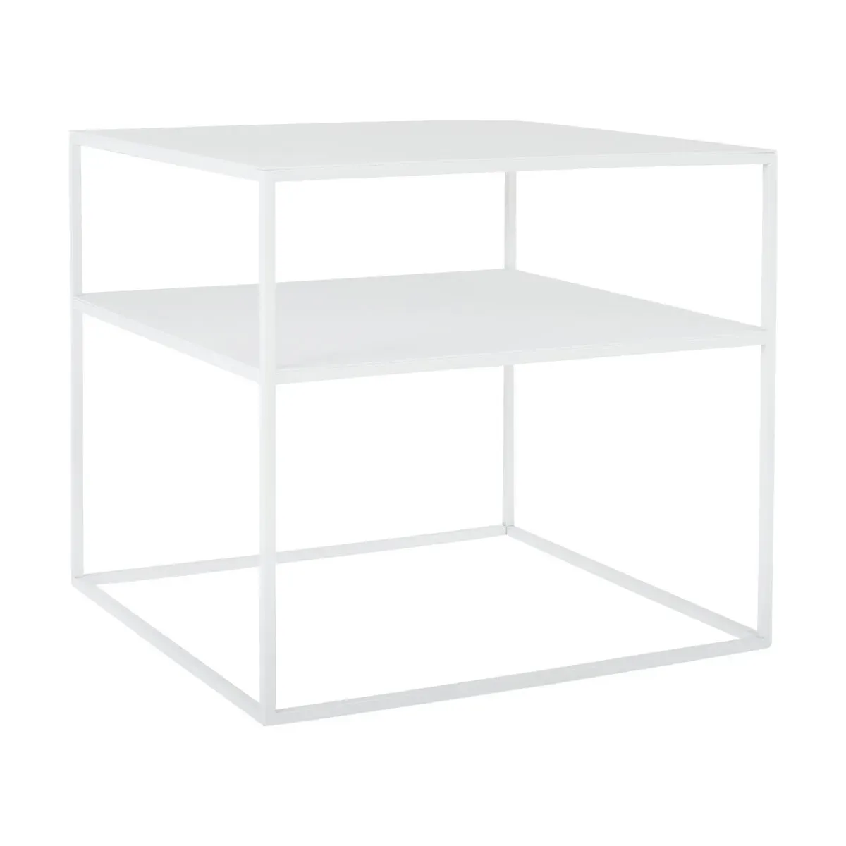 Table d'appoint carré à deux étages blanc en métal Tensio 2 - Custom Form
