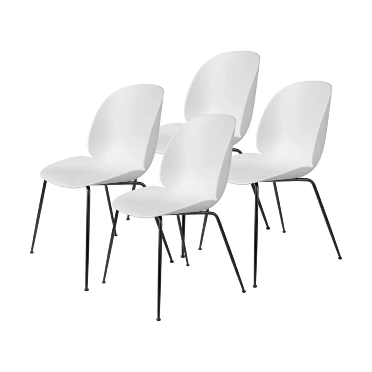 4 Chaises blanc Albâtre et piètement métal noir mat Beetle - Gubi