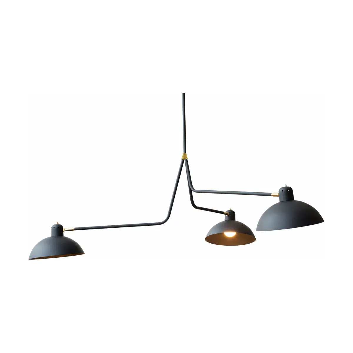 Suspension triple en aluminium noir et laiton 91 cm Waldorf - Lambert & Fils
