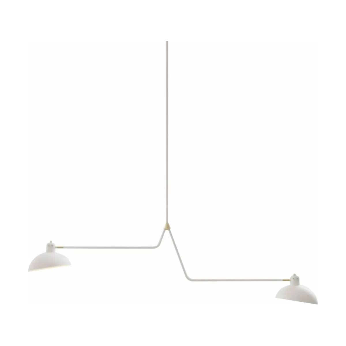 Suspension double en aluminium blanc et laiton 81 cm Waldorf - Lambert & Fils