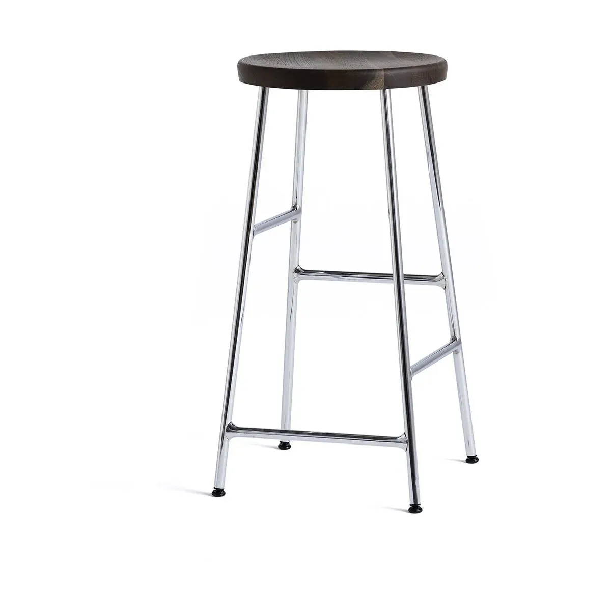 Tabouret de bar en bois foncé et acier chromé 65 cm - HAY