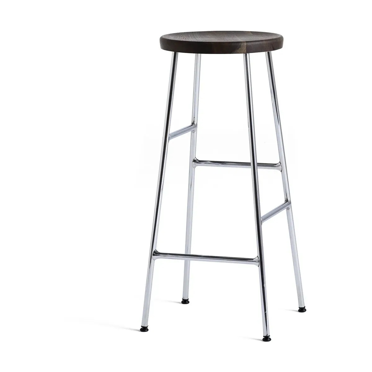 Tabouret de bar en bois foncé et acier chromé 75 cm Cornet - HAY