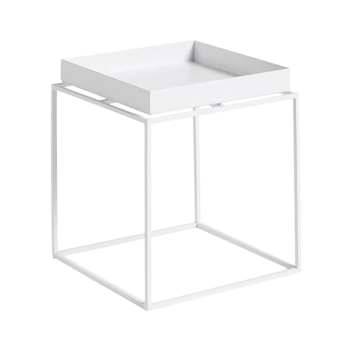 Petite table basse carrée en métal blanc 30 x 30 x 34 cm Tray - HAY