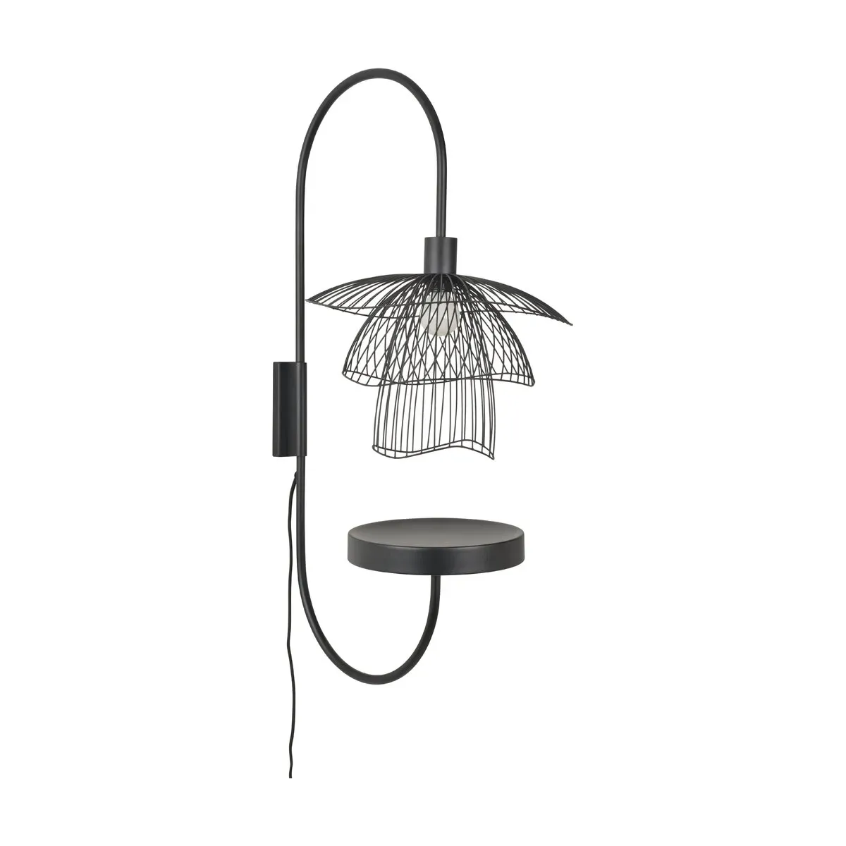 Applique en métal noire avec tablette XS Papillon - Forestier