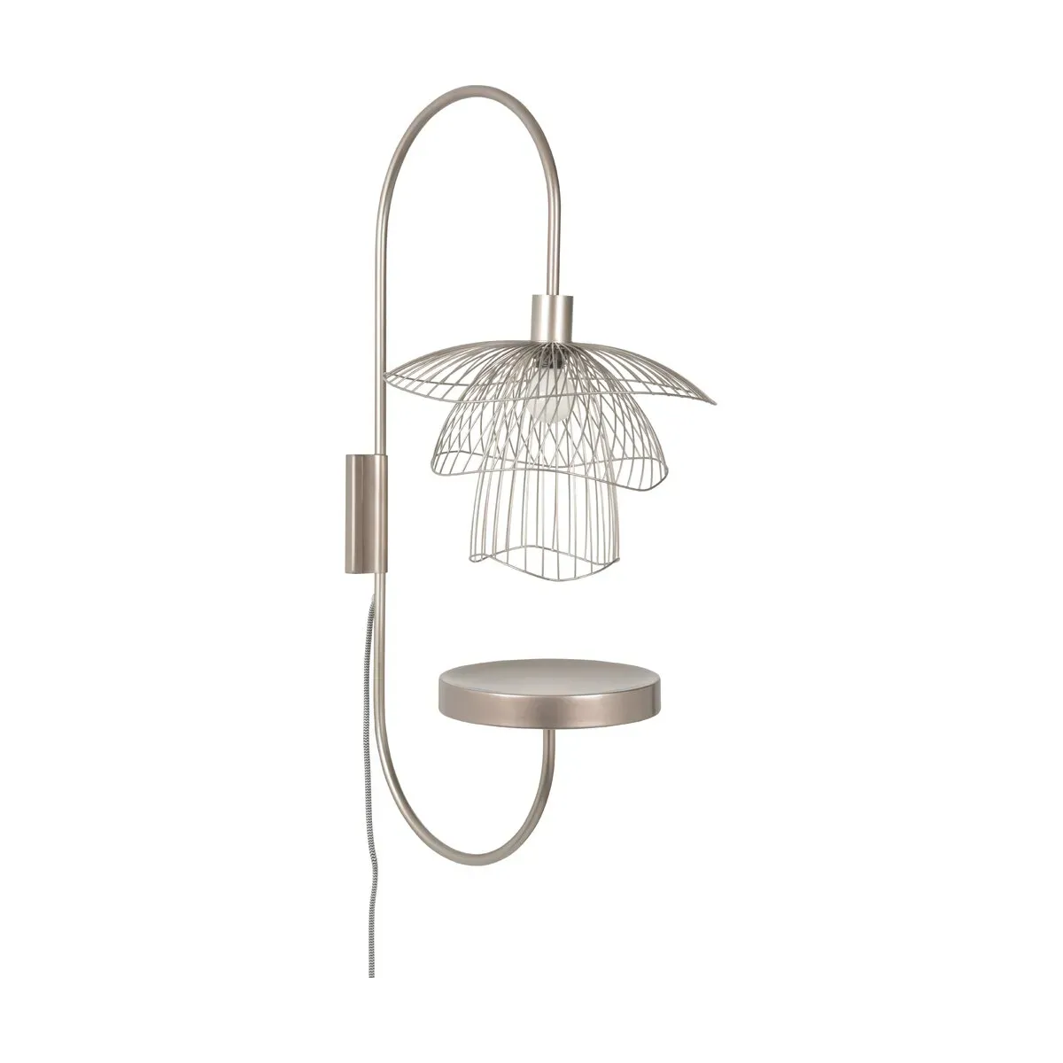 Applique en métal taupe avec tablette XS Papillon - Forestier