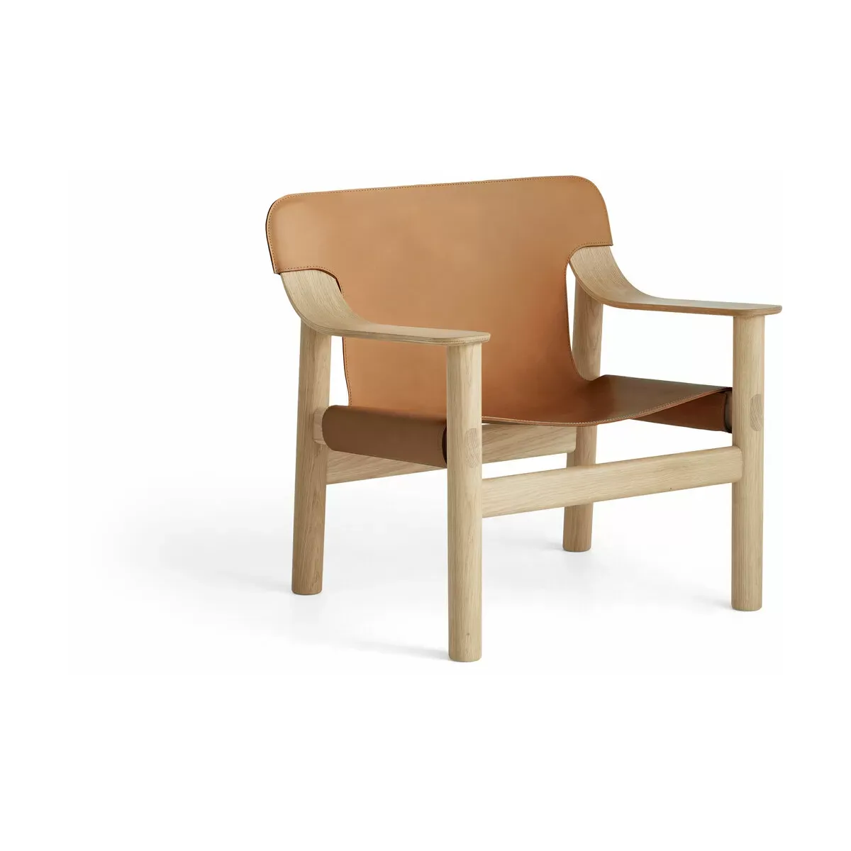 Fauteuil en chêne avec housse en cuir marron Bernard - HAY