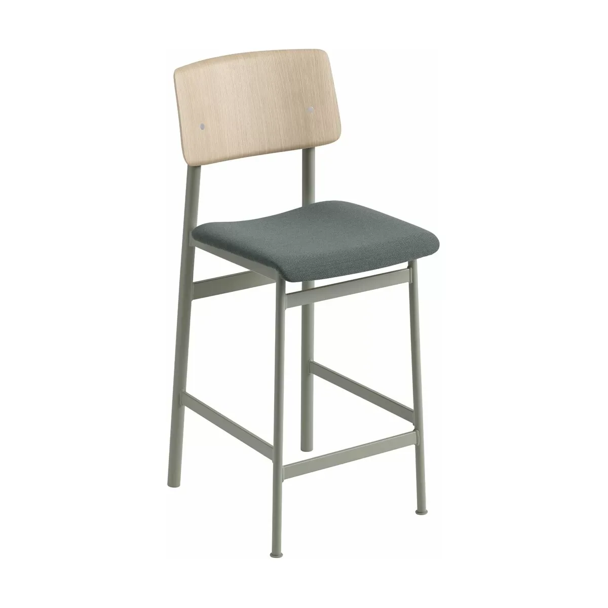 Chaise de bar en chêne et assise verte 65 cm Loft - Muuto