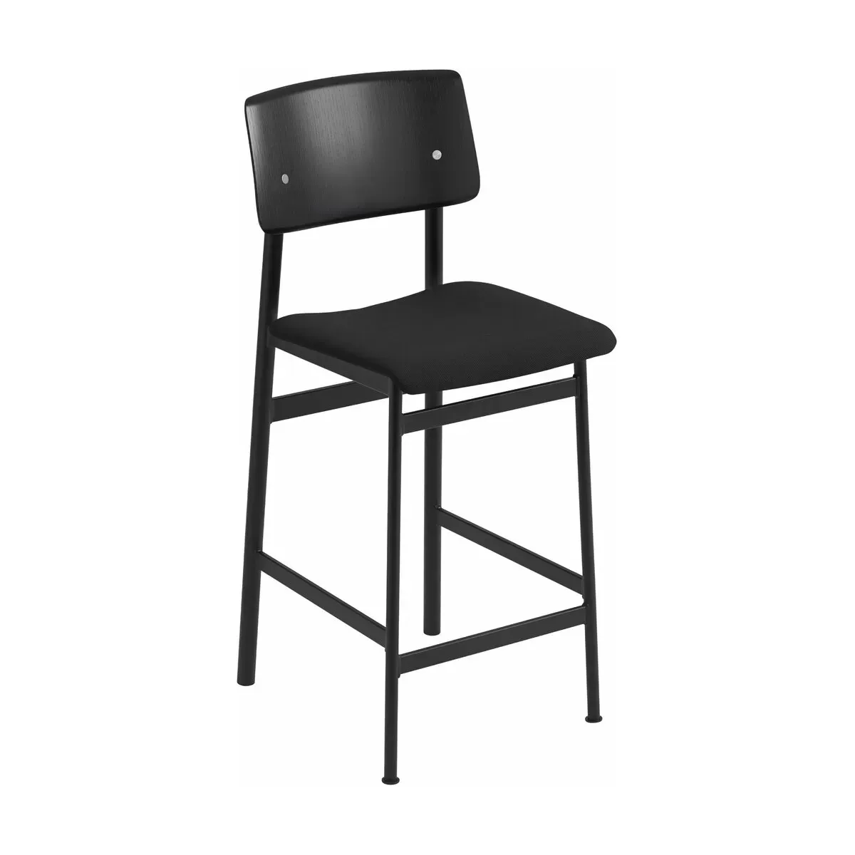Chaise de bar en chêne noir et assise noire 65 cm Loft - Muuto