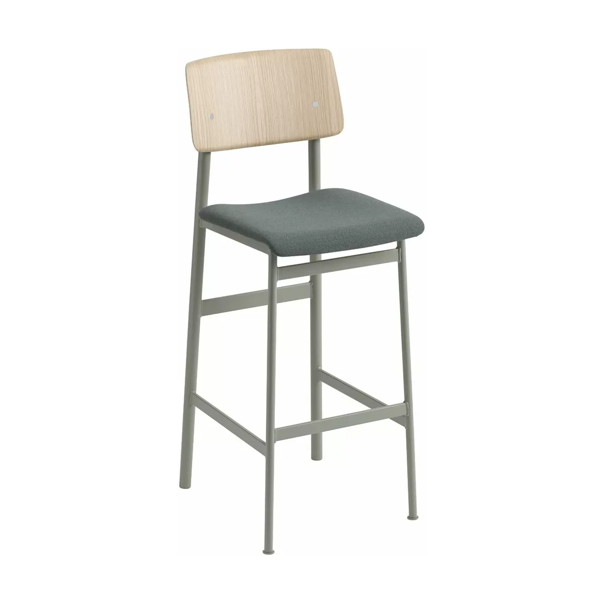 Chaise de bar en chêne et assise verte 75 cm Loft - Muuto