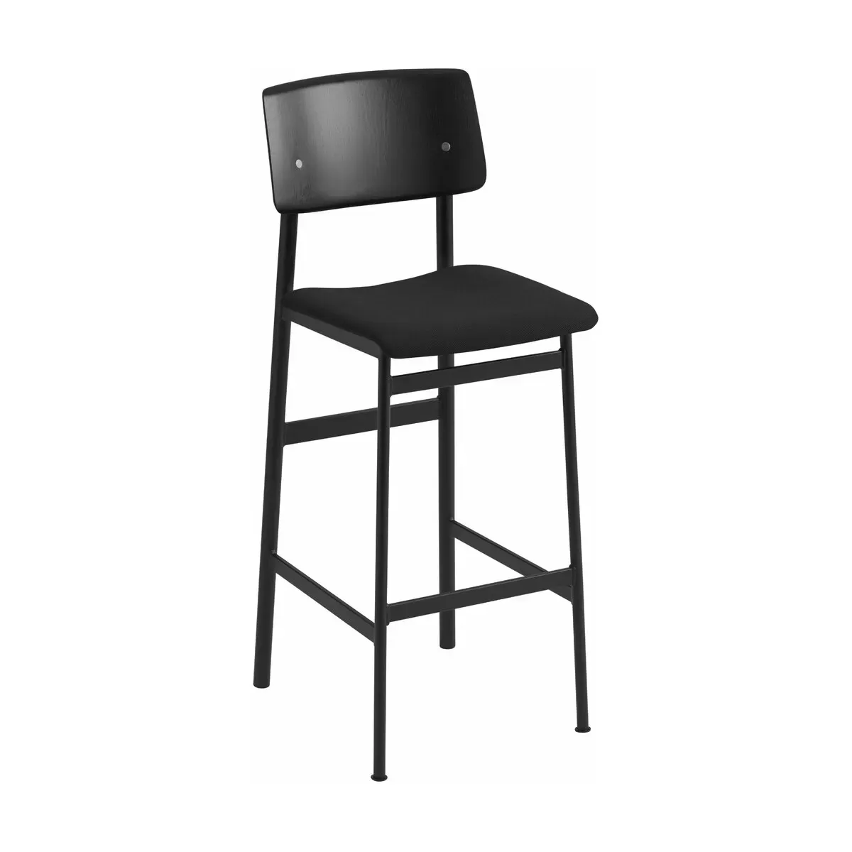 Chaise de bar en chêne noir et assise noire 75 cm Loft - Muuto