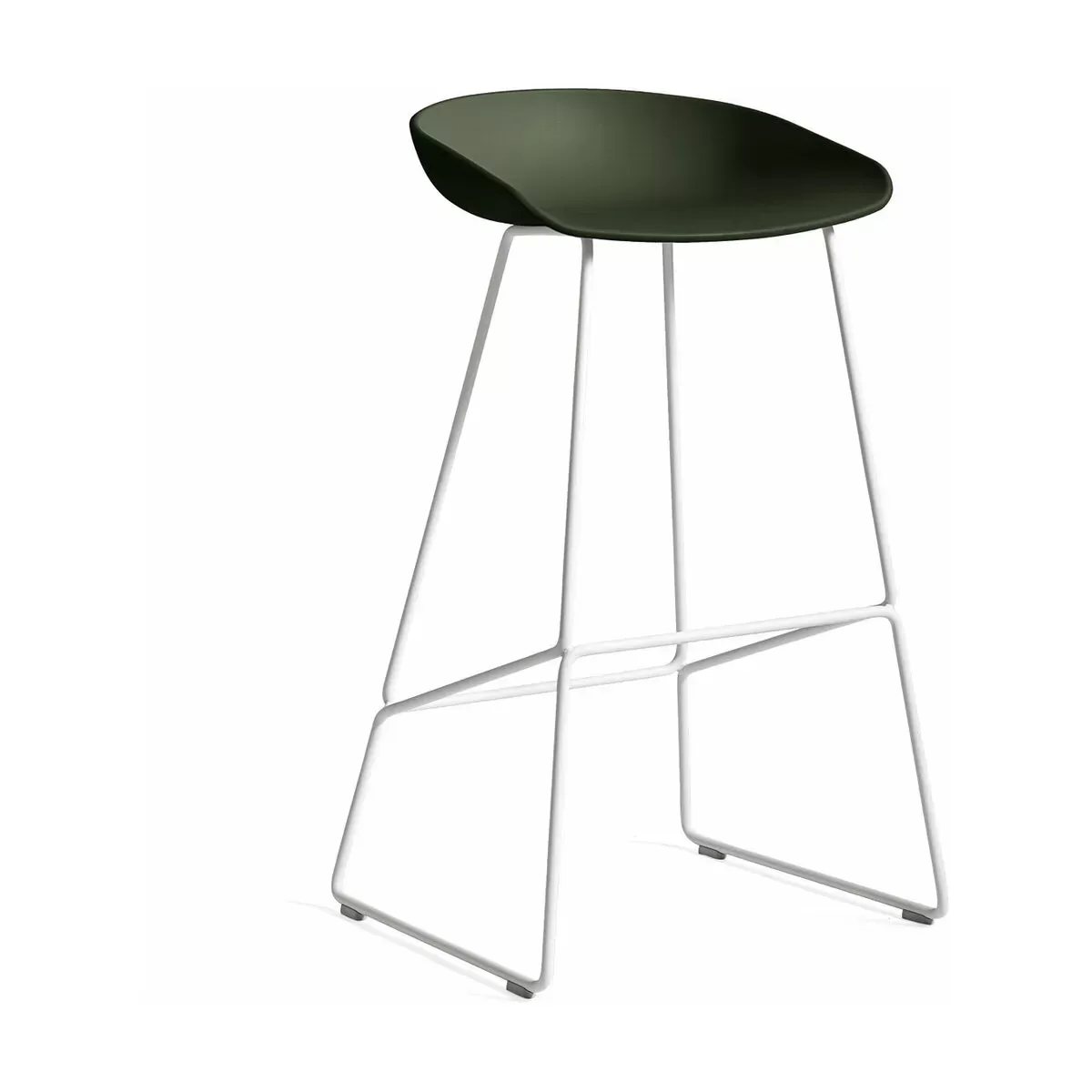 Tabouret de bar en métal vert et piétement blanc 74 cm AAS 38 - Hay