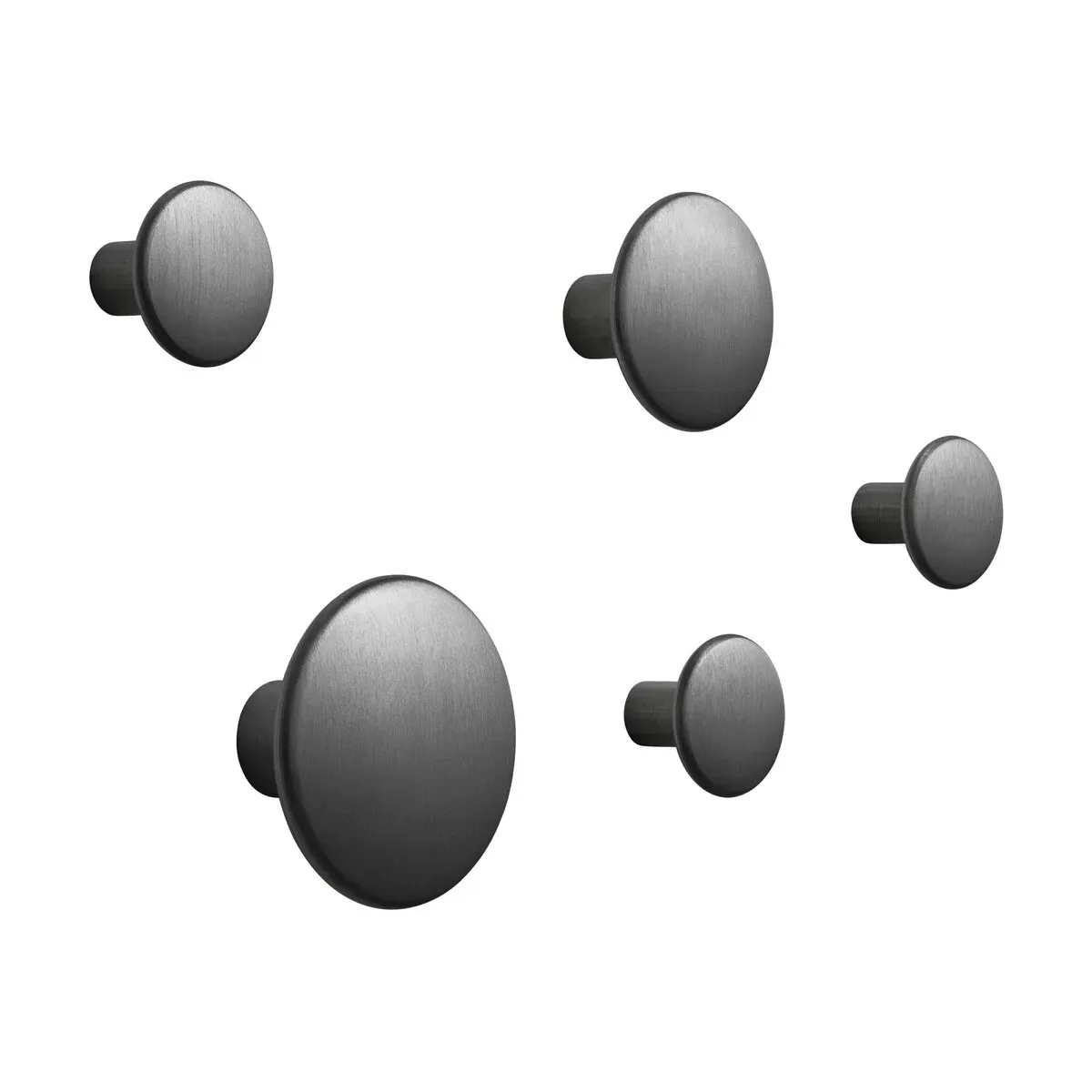 5 Patères rondes en métal noir The Dots - Muuto
