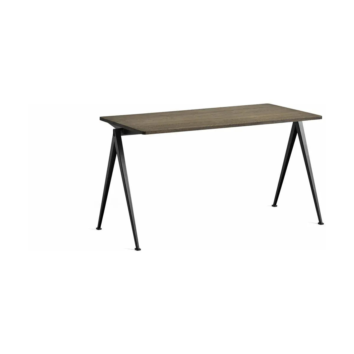 Table 140 x 65 cm en chêne solide fumé et acier noir Pyramid 01 - HAY