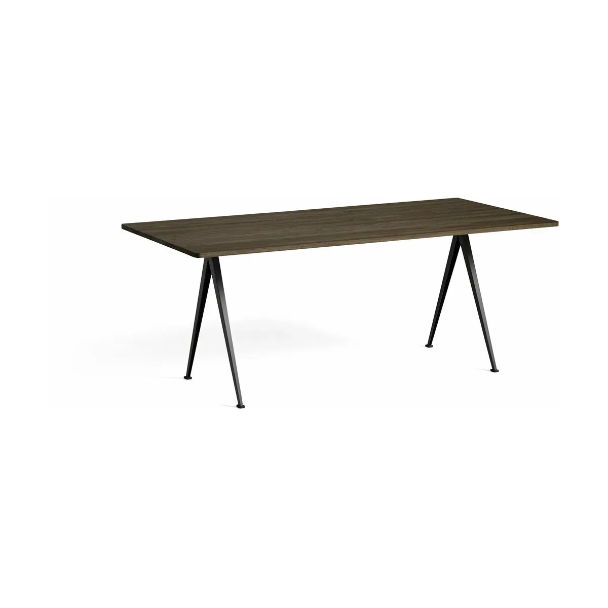 Table 190 cm en chêne massif fumé et acier noir Pyramid 02 - HAY
