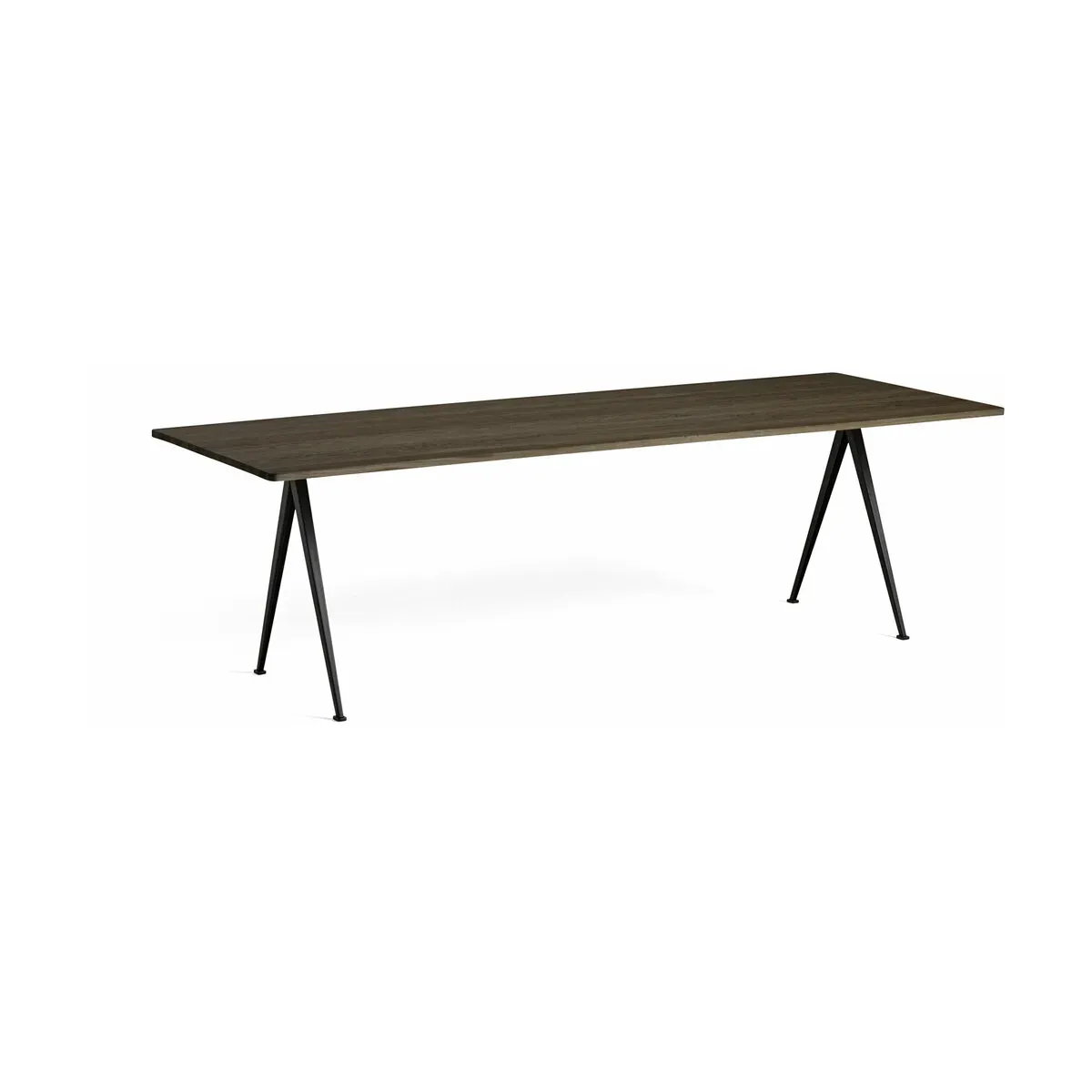 Table 250 cm en chêne massif fumé et acier noir Pyramide 02 - HAY