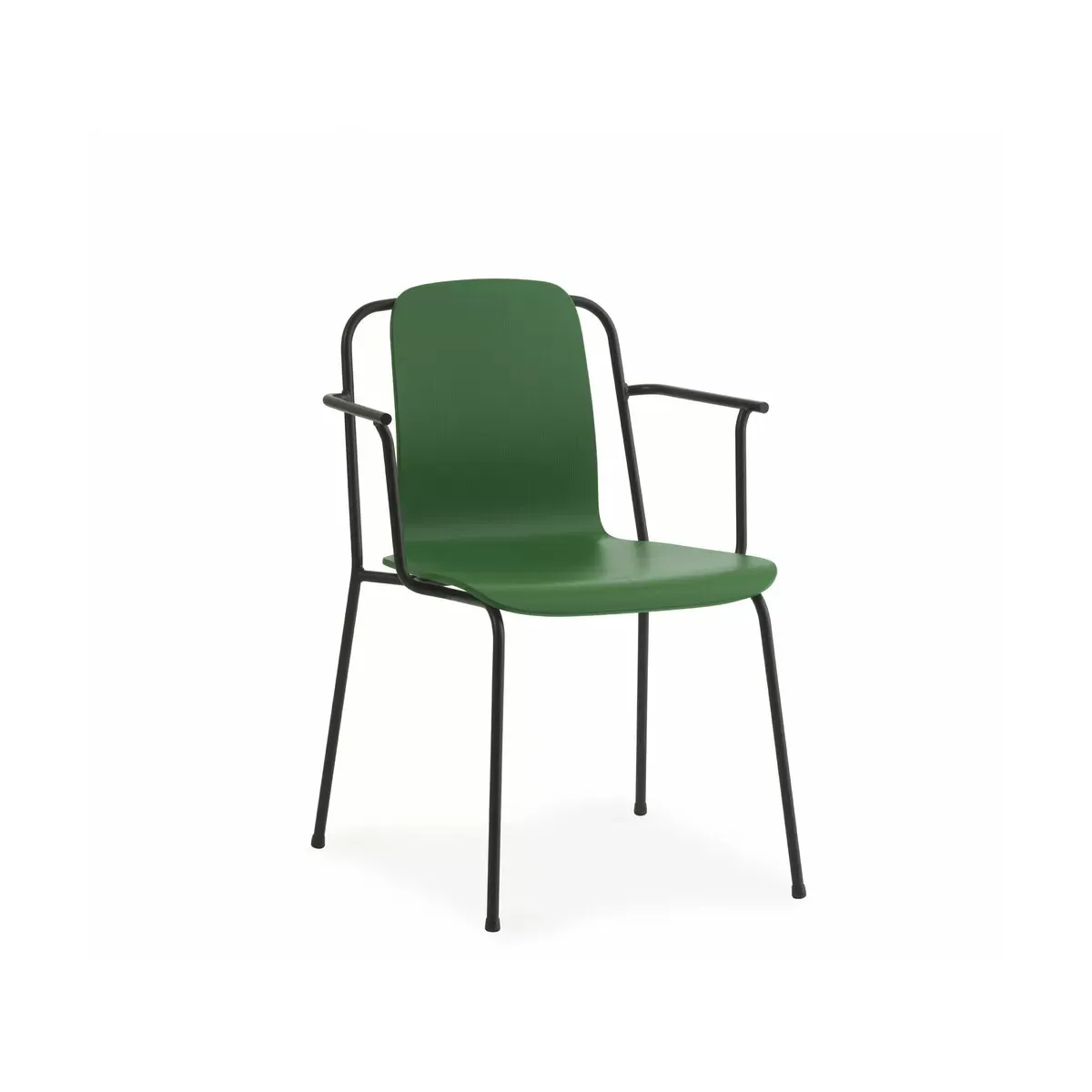 Chaise avec accoudoirs vert structure noire Studio vert - Normann Copenhagen