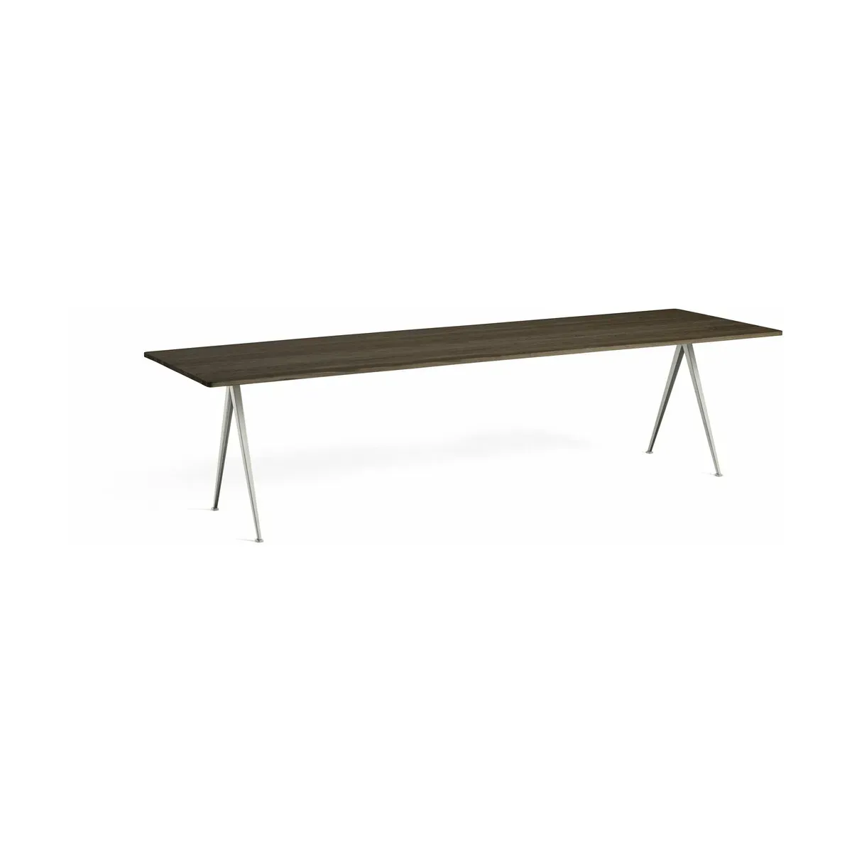 Table 300 cm en chêne solide fumé et acier beige Pyramid 02 - HAY