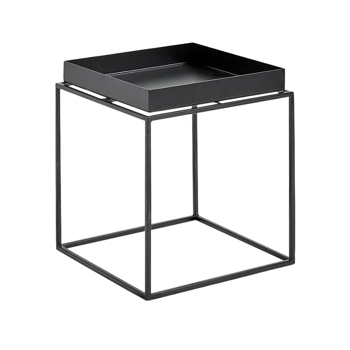Petite table basse carrée en métal noir 30 x 30 x 34 cm Tray - HAY