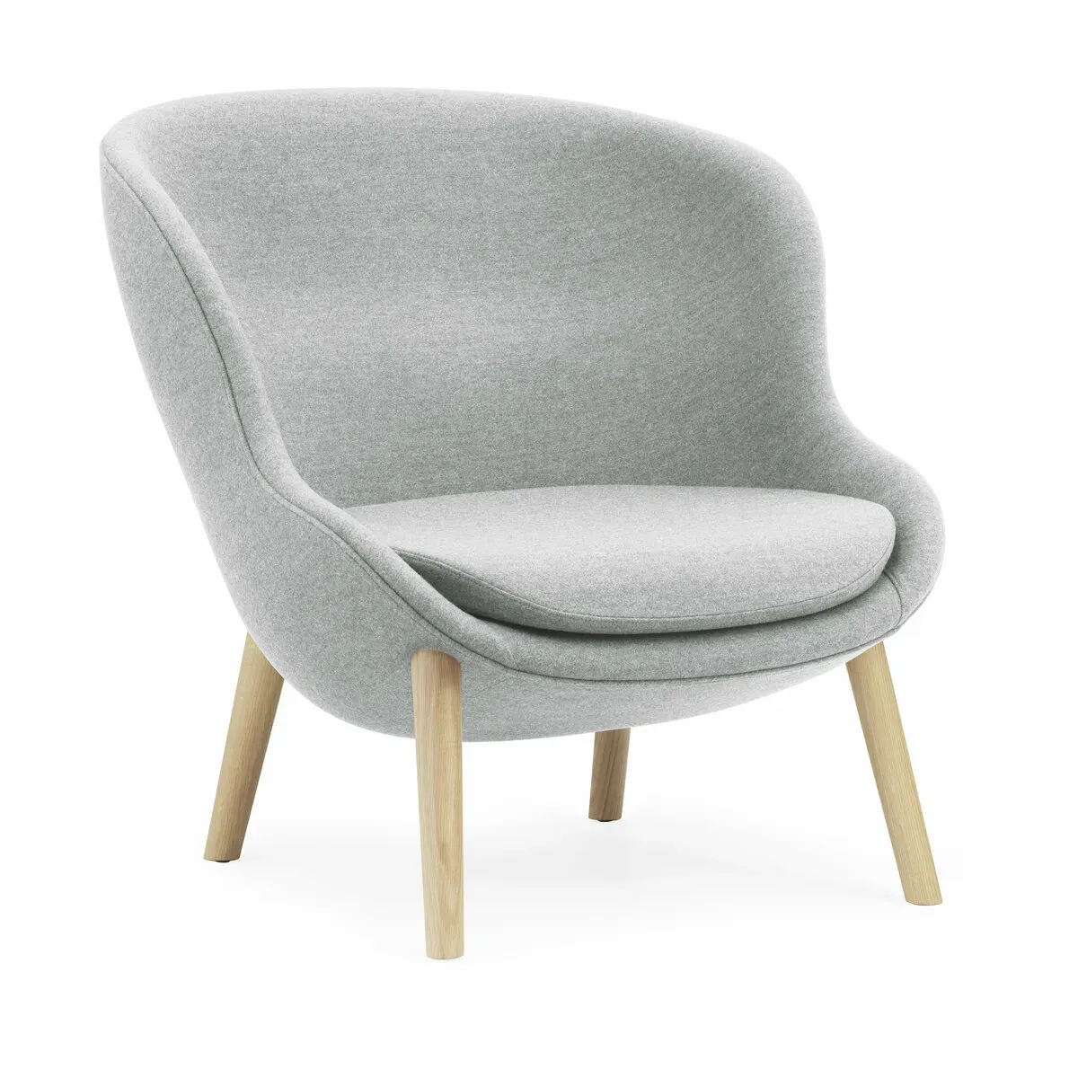 Fauteuil bas en chêne et tissu gris Hyg - Normann Copenhagen