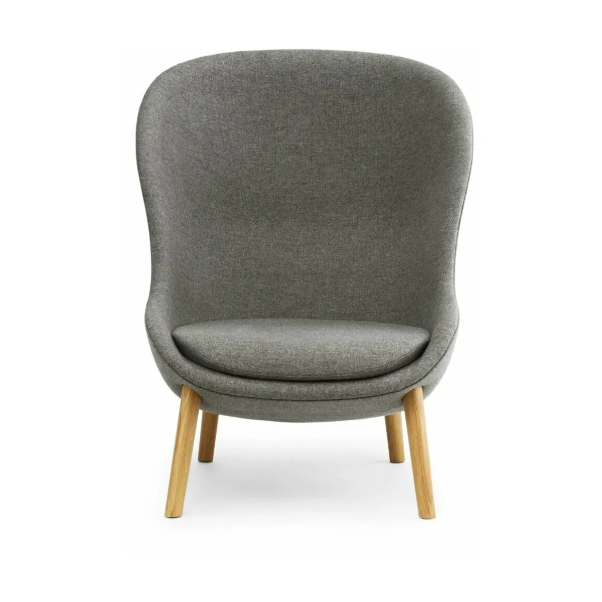 Fauteuil haut en chêne et tissu gris Hyg - Normann Copenhagen