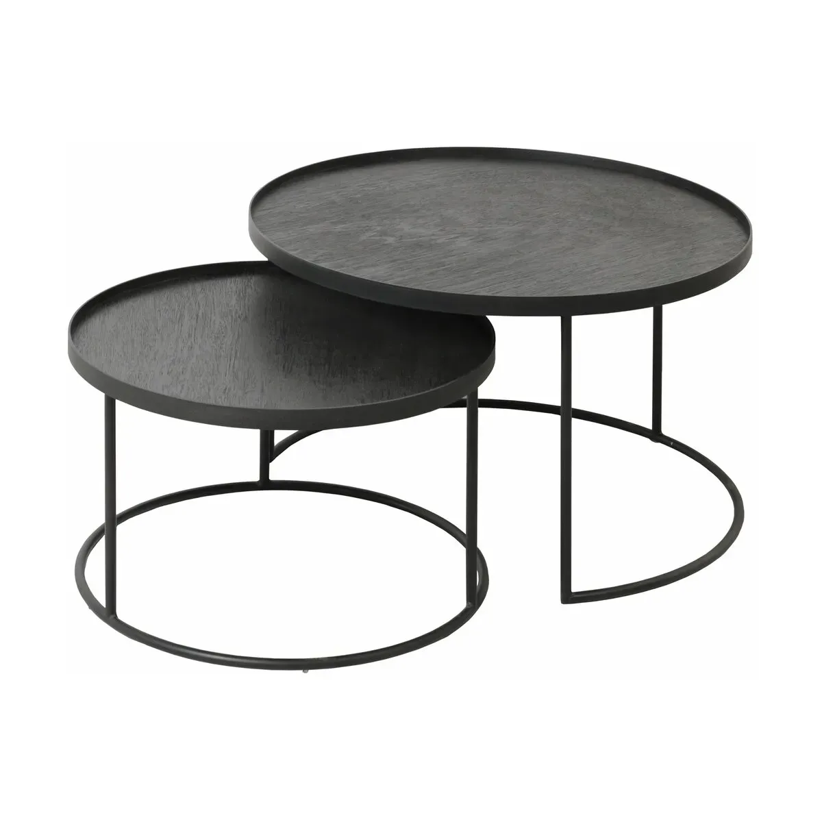 2 tables basses gigognes en métal à plateau rond 62 cm - Ethnicraft Accessories