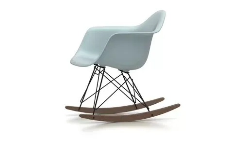 Vitra Chaise à bascule RAR Eames Plastic  - Patins Érable foncé - noir - gris polaire RE