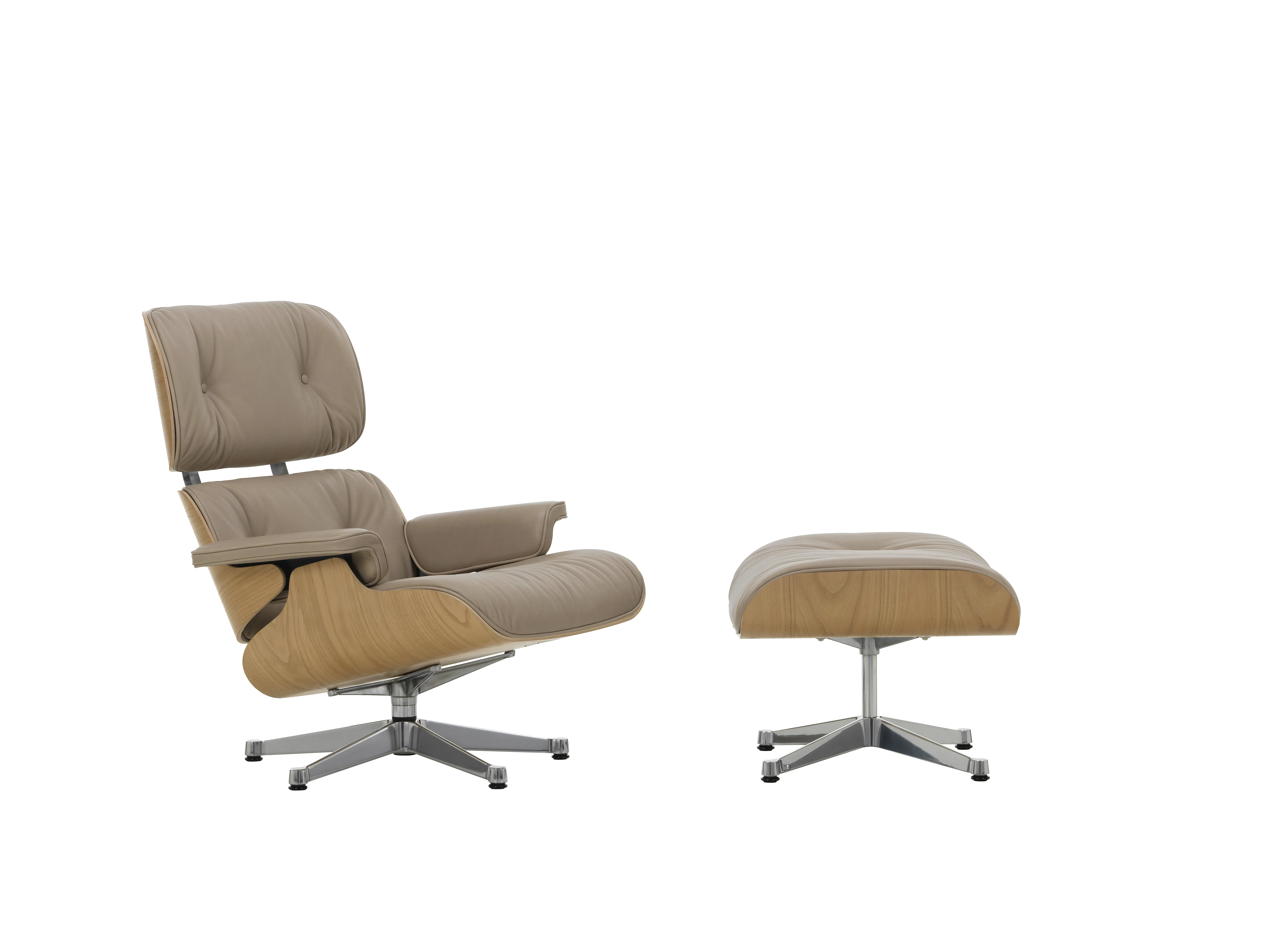 Vitra Lounge Chair & Ottoman - poli - Cuir premium F sable - VitraKastanieNatur