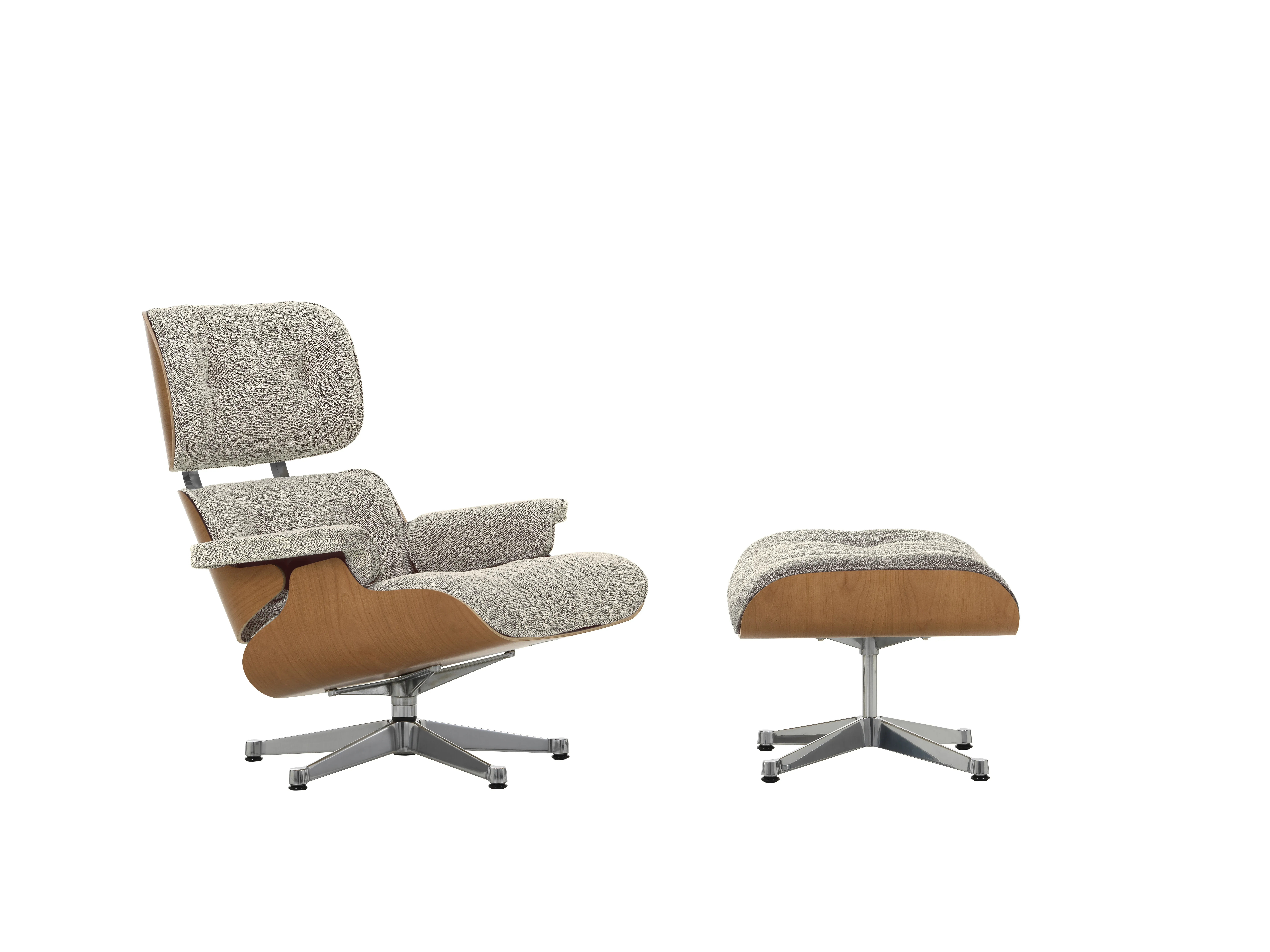Vitra Lounge Chair & Ottoman - poli - Nubia 05 crème/marron foncé - VitraKirscheNatur