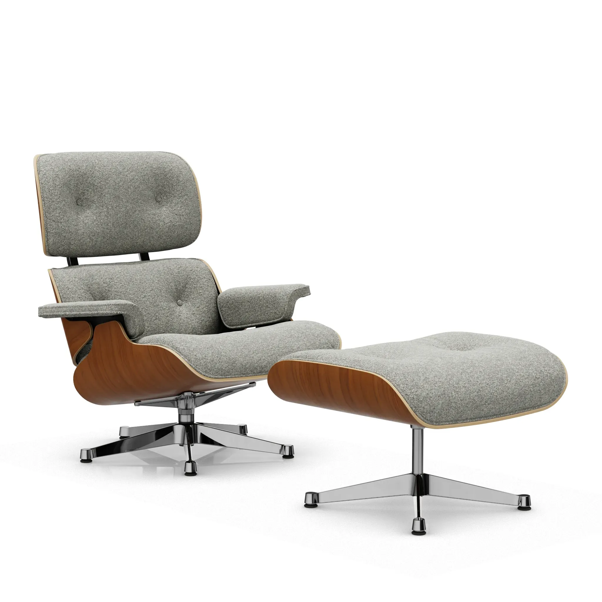 Vitra Lounge Chair & Ottoman - poli - Nubia 05 crème/marron foncé - VitraNussbaumNatur