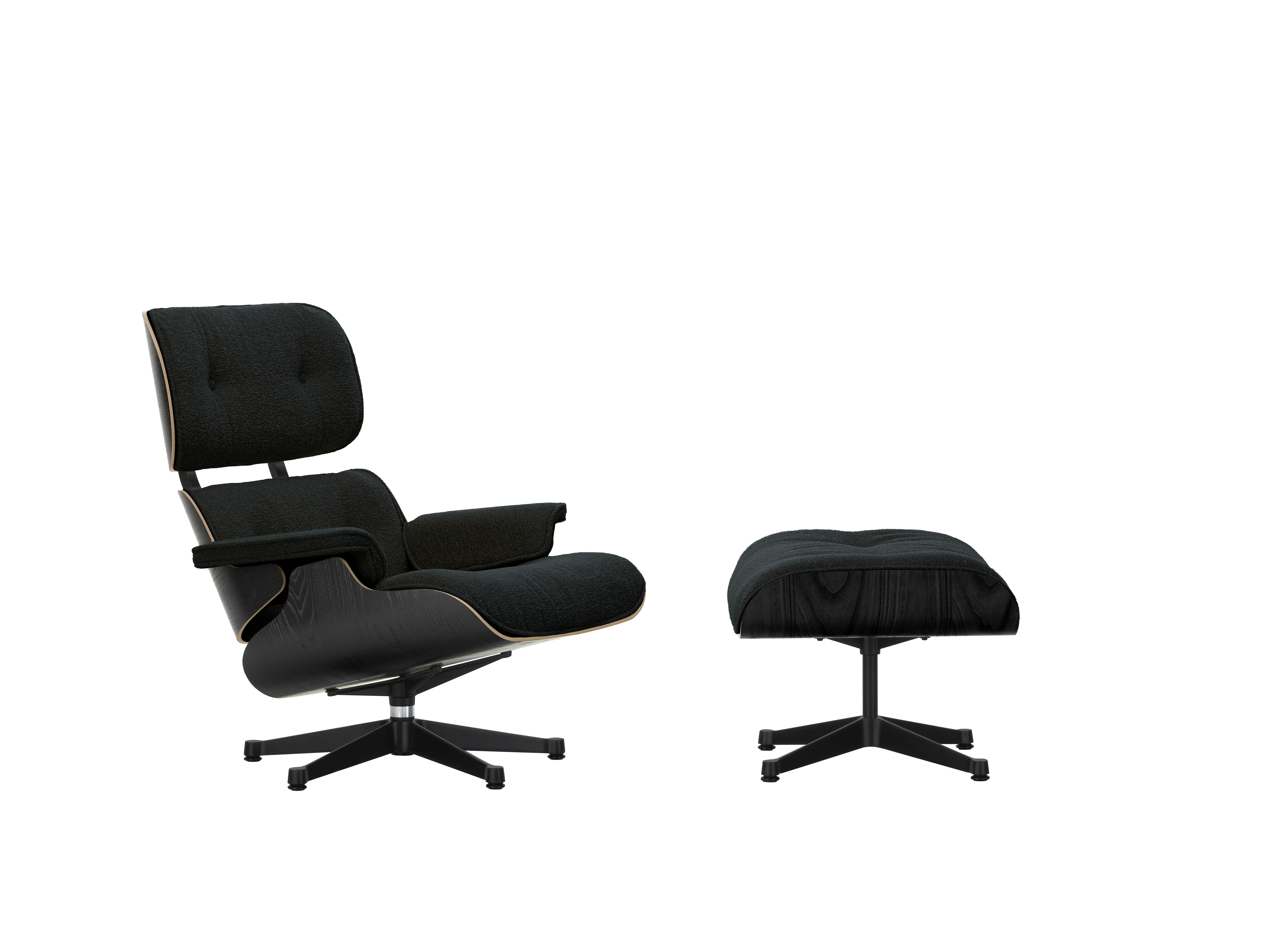 Vitra Lounge Chair & Ottoman - VitraKastanieSchwarz - Nubia 11 anthracite/noir - noir basique enduit de poudre